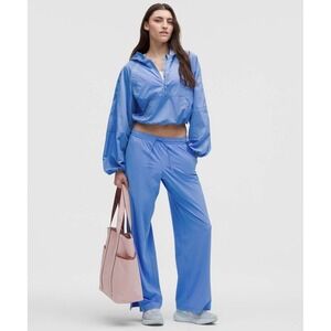 Lululemon Court Rival Pants Womens 6 Blue Relaxed Wide Leg Travel Pool Party